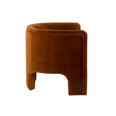 Worlds Away Three Leg Fully Upholstered Barrel Chair - Rust Velvet