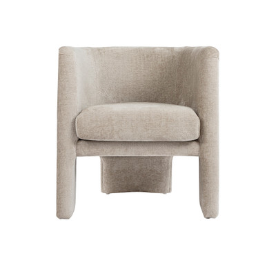 Worlds Away Three Leg Fully Upholstered Barrel Chair - Taupe Textured Chenille