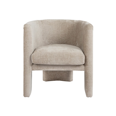 Worlds Away Three Leg Fully Upholstered Barrel Chair - Taupe Textured Chenille