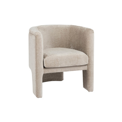 Worlds Away Three Leg Fully Upholstered Barrel Chair - Taupe Textured Chenille (Closeout)