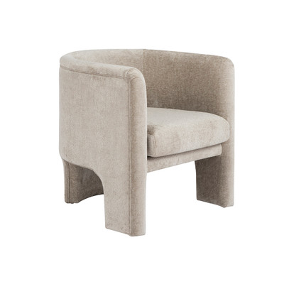 Worlds Away Three Leg Fully Upholstered Barrel Chair - Taupe Textured Chenille