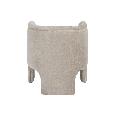 Worlds Away Three Leg Fully Upholstered Barrel Chair - Taupe Textured Chenille