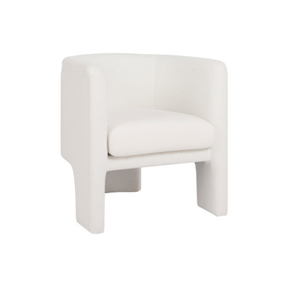 Worlds Away Three Leg Fully Upholstered Barrel Chair - White Boucle