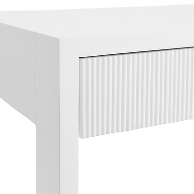 Worlds Away Two Drawer Desk - Fluted Detail - Matte White Lacquer