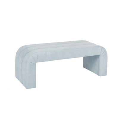 Worlds Away Horizontal Channeled Bench - Performance Light Blue Chenille