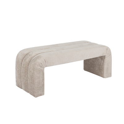 Worlds Away Horizontal Channeled Bench - Taupe Textured Chenille