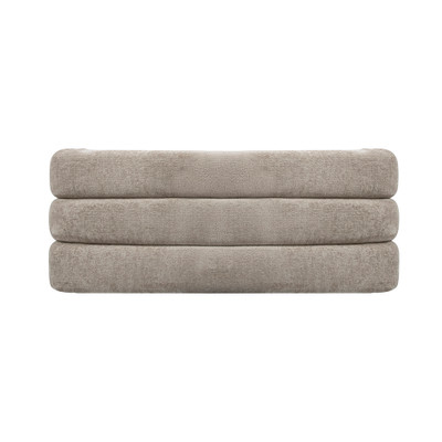 Worlds Away Horizontal Channeled Bench - Taupe Textured Chenille (Closeout)