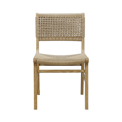 Worlds Away Rattan Wrapped Dining Chair - Matte Cerused Oak