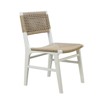 Worlds Away Rattan Wrapped Dining Chair - Matte White Lacquer