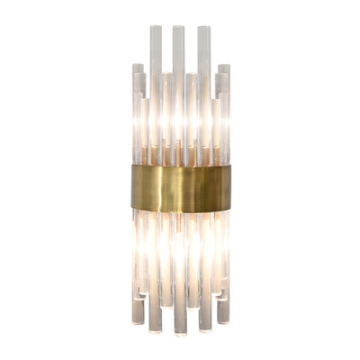 Worlds Away Acrylic Rod Sconce - Antique Brass Band