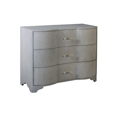 Worlds Away Three Drawer Chest - Grey Grasscloth