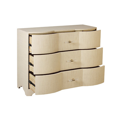 Worlds Away Three Drawer Chest - Natural Grasscloth