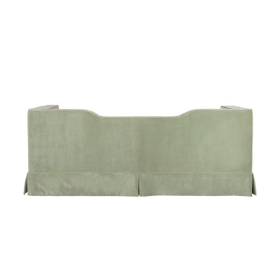 Worlds Away Skirted Tuxedo Style Sofa - Notched Back - Sage Green Velvet