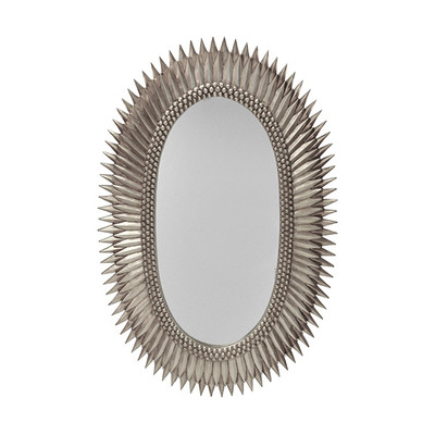 Worlds Away Oval Starburst Mirror - Silver Leaf