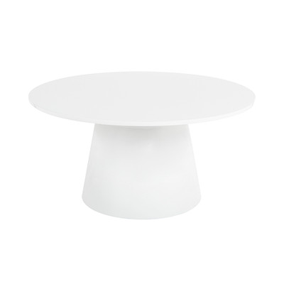 Worlds Away Round Coffee Table Base And Top - White Lacquer