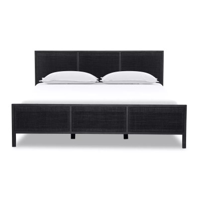 Four Hands Sydney Bed - King - Black Wash W/ Black Cane
