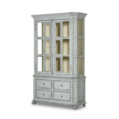 Four Hands The "You Will Need A Lot Of Hinges" Cabinet - Distressed Grey Blue Veneer