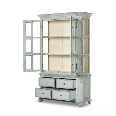 Four Hands The "You Will Need A Lot Of Hinges" Cabinet - Distressed Grey Blue Veneer