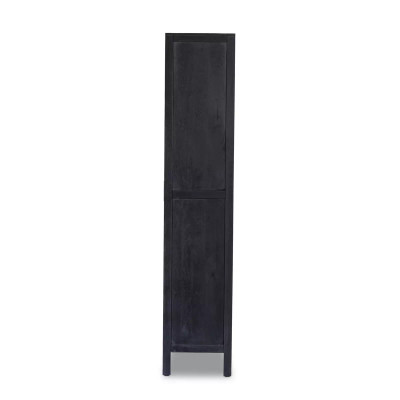 Four Hands Caprice Tall Cabinet - Black Wash Mango W/ Black Cane