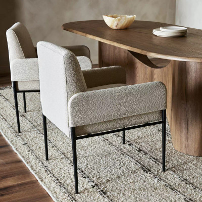 Four Hands Brickel Dining Armchair - Fiqa Boucle Light Taupe