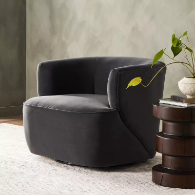 Four Hands Mila Swivel Chair - Henry Charcoal