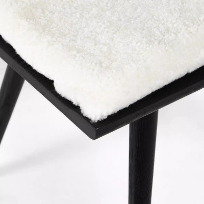 Four Hands Ripley Dining Chair - Black Oak - Cream Shorn Sheepskin