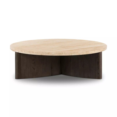 Four Hands Toli Coffee Table - Smoked Black Veneer - Travertine