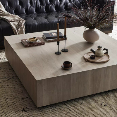 Four Hands Hudson Large Square Coffee Table - Ashen Walnut