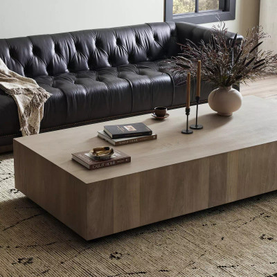 Four Hands Hudson Large Rectangular Coffee Table - Ashen Walnut