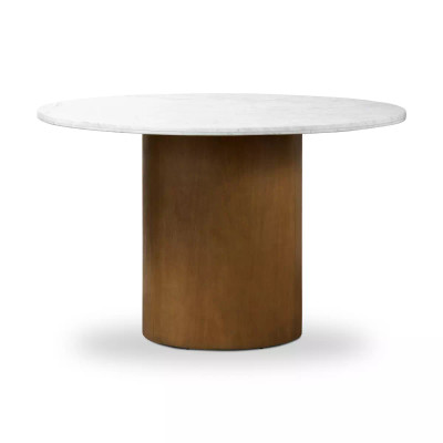 Four Hands Pilo Dining Table - Italian White Marble - Dark Parawood