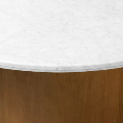 Four Hands Pilo Dining Table - Italian White Marble - Dark Parawood