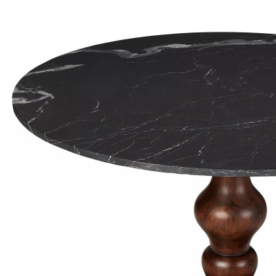 Four Hands Kestrel Round Dining Table - Dark Brown Acacia W/ Black Marble