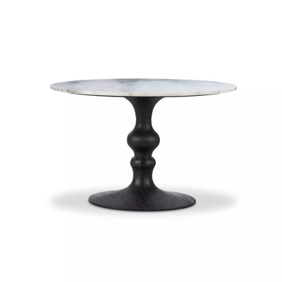 Four Hands Kestrel Round Dining Table - Dark Anthracite W/ White Marble