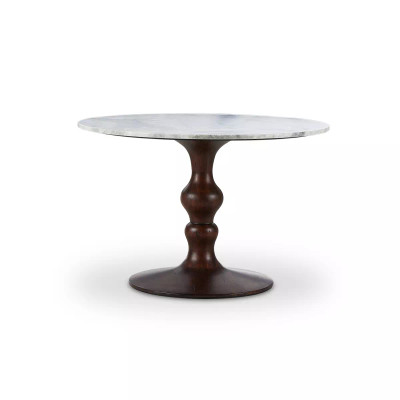 Four Hands Kestrel Round Dining Table - Dark Brown Acacia W/ White Marble