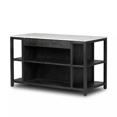 Four Hands Indira Kitchen Island - Black Wash Acacia