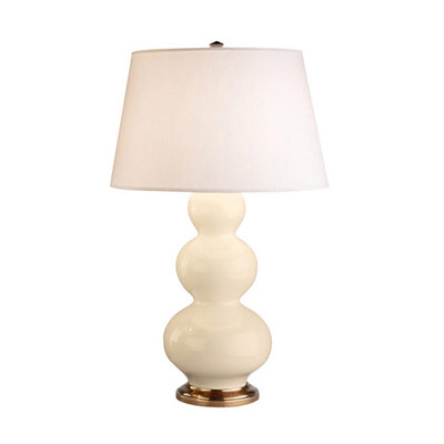 Triple Gourd Table Lamp - Antique Natural Brass - Bone