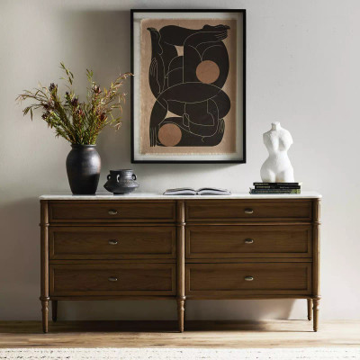 Four Hands Toulouse 6 Drawer Dresser - Toasted Oak W/ Polished White