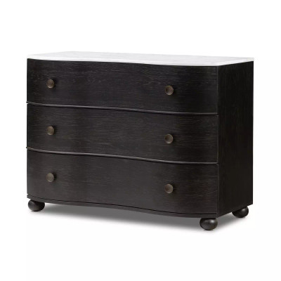 Four Hands Tiago Marble Chest - Distressed Black