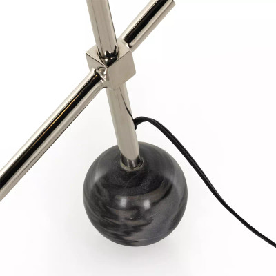 Four Hands Becker Floor Lamp - Nickel & Black Marble (Closeout)