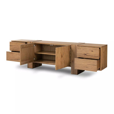 Four Hands Fisher Media Console - Rustic Amber Oak