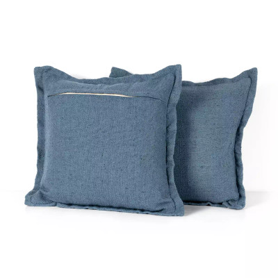 Four Hands Baja Outdoor Pillow - Lake Blue Faux Linen - Cover Only