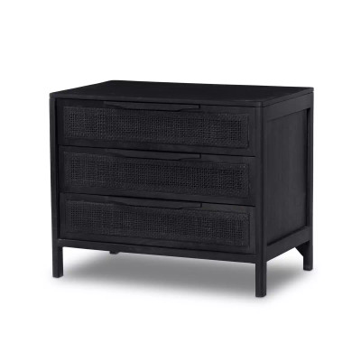 Four Hands Sydney Large Nightstand - Black Wash Mango W/ Black Cane