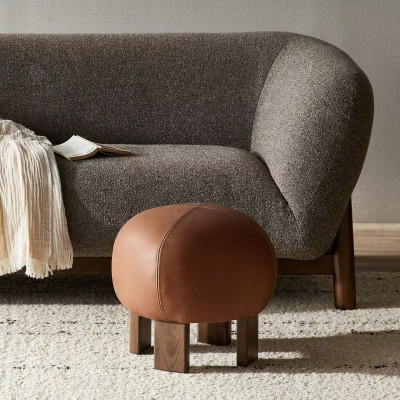 Four Hands Alma Ottoman - Brickhouse Cognac