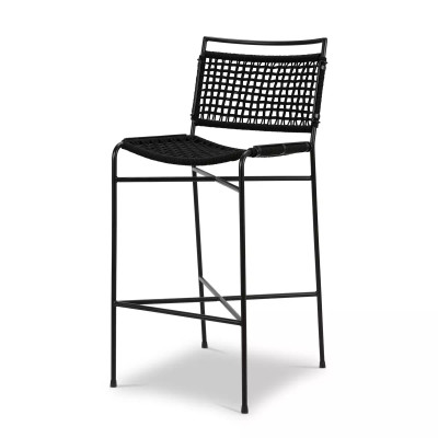 Four Hands Wharton Outdoor Bar Stool - Black Rope