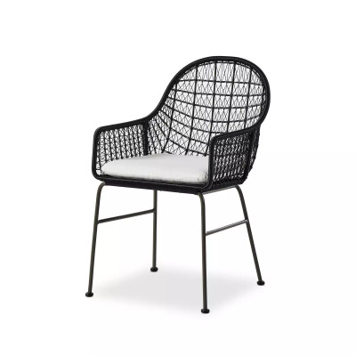 Four Hands Bandera Outdoor Woven Dining Chair - Smoke Black - White