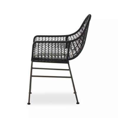 Four Hands Bandera Outdoor Woven Dining Chair - Smoke Black - White