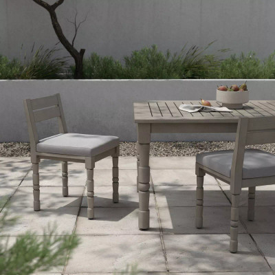 Four Hands Waller Outdoor Dining Chair - Stone Grey - Weathered Grey (Closeout)