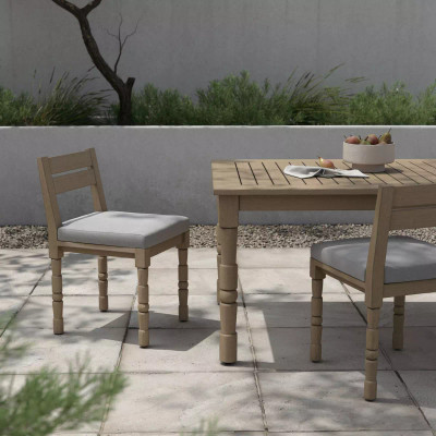 Four Hands Waller Outdoor Dining Chair - Stone Grey - Washed Brown (Closeout)