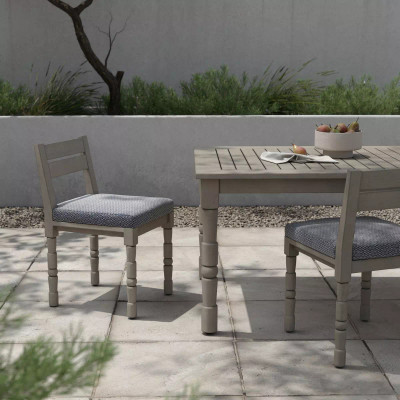 Four Hands Waller Outdoor Dining Chair - Faye Navy - Weathered Grey (Closeout)