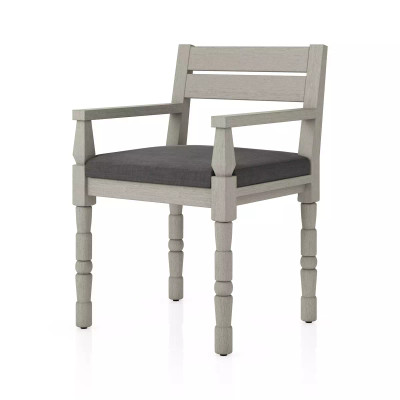 Four Hands Waller Outdoor Dining Armchair - Charcoal - Weathered Grey (Closeout)